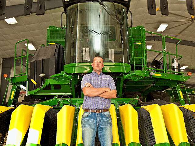 After a successful cotton crop, Brett Reiss purchased a John Deere stripper baler to strip and wrap cotton into round bales, and cut harvest labor, Image by Expression Photography